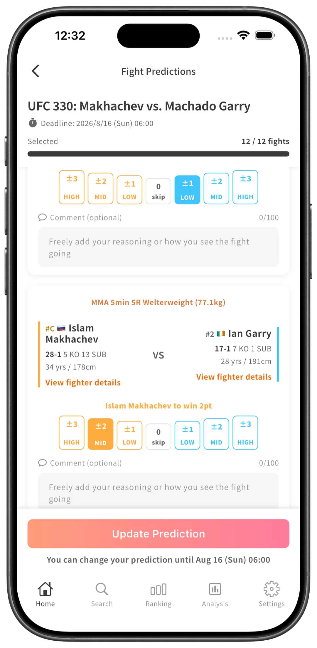 Who wins? Record your Fight Predictions and join the Accuracy rankings